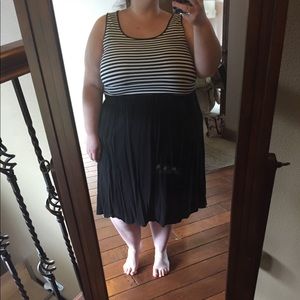 Black white striped lightweight fabric dress